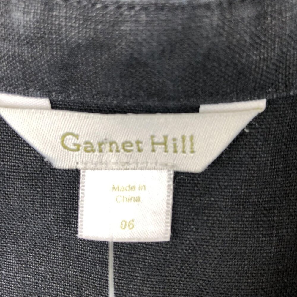 Garnet Hill Dress Womens 6 Black Linen Sleeveless Button Front Shirt Resort Airy - Picture 6 of 13